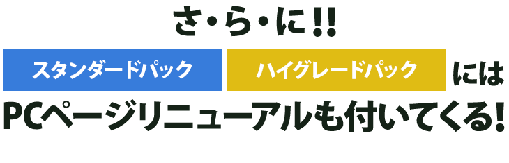 更に、【リニューアル代行スタンダードパック】【リニューアル代行ハイグレードパック】にはPCページもリニューアル!